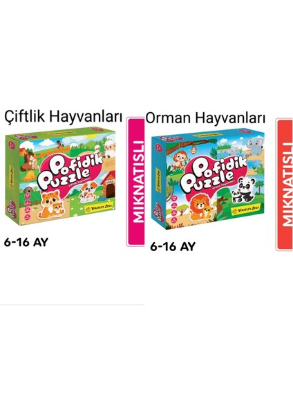 6-16 Ay Ilk Pofidik Magnet Puzzle - Çiftlik Hayvanları & Orman Hayvanları