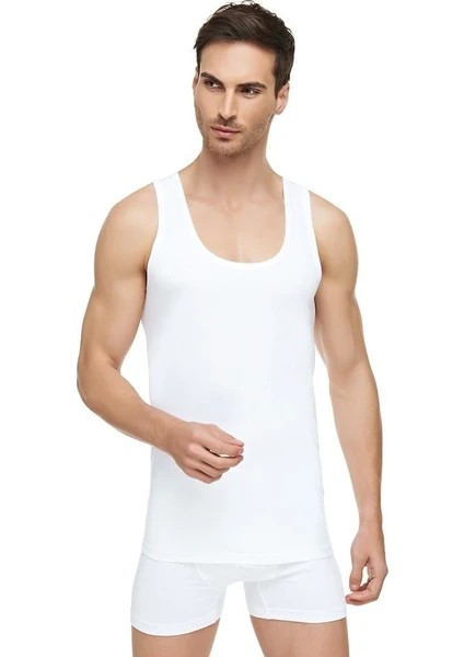 Elit Erkek Penye Atlet %100 Pamuk 6'lı Paket-Beyaz