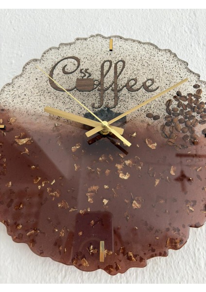 - Coffee (Kahve) Temalı Epoksi Duvar Saati (Özel Tasarım - Tek Üretim) - 30 cm modelleri
