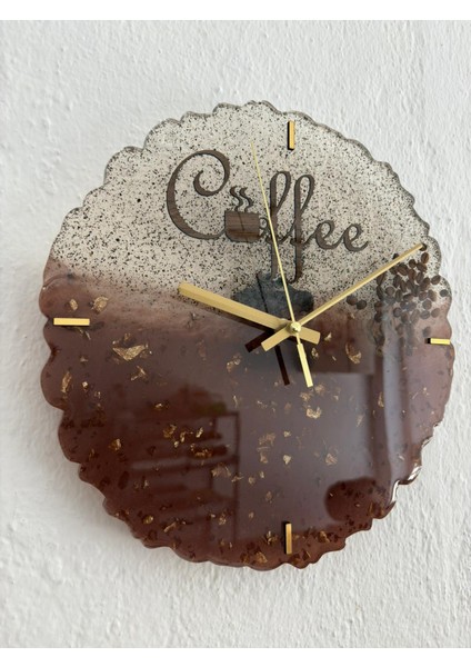 - Coffee (Kahve) Temalı Epoksi Duvar Saati (Özel Tasarım - Tek Üretim) - 30 cm indirimleri