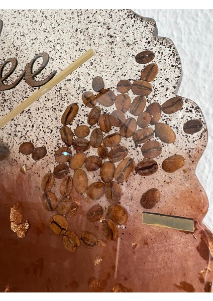 - Coffee (Kahve) Temalı Epoksi Duvar Saati (Özel Tasarım - Tek Üretim) - 30 cm