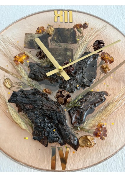 - Doğal Ağaç Kabuklu Epoksi Duvar Saati (Özel Tasarım - Tek Üretim - Versiyon Vıı) - 30 cm modelleri