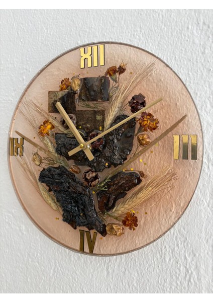 - Doğal Ağaç Kabuklu Epoksi Duvar Saati (Özel Tasarım - Tek Üretim - Versiyon Vıı) - 30 cm indirimleri