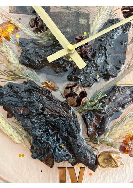 - Doğal Ağaç Kabuklu Epoksi Duvar Saati (Özel Tasarım - Tek Üretim - Versiyon Vıı) - 30 cm