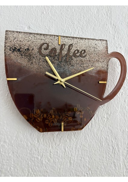 - Kahve Kupası Şeklinde Epoksi Duvar Saati (Özel Tasarım - Tek Üretim) - 27X21 cm modelleri
