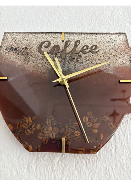 - Kahve Kupası Şeklinde Epoksi Duvar Saati (Özel Tasarım - Tek Üretim) - 27X21 cm indirimleri