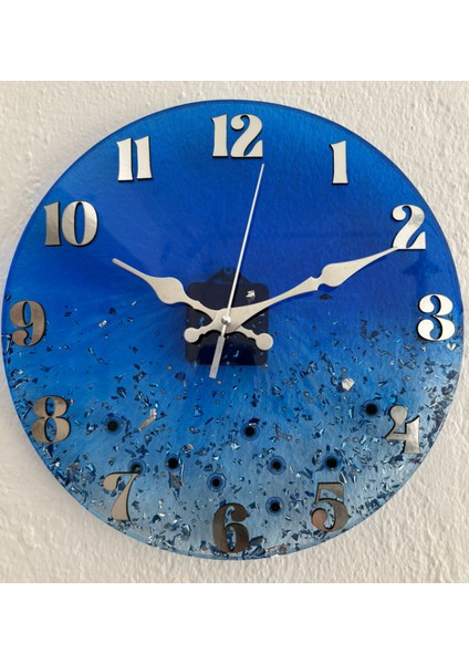 - Nazar Boncuğu Temalı Epoksi Duvar Saati (Özel Tasarım - Tek Üretim) - 30 cm