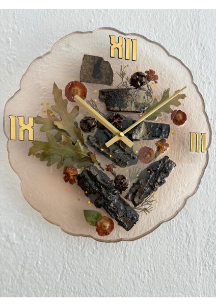 - Doğal Ağaç Kabuklu Epoksi Duvar Saati (Özel Tasarım - Tek Üretim - Versiyon V) - 30 cm fırsatları