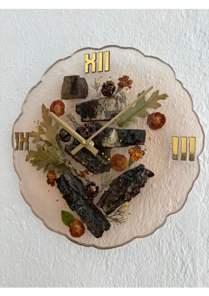 - Doğal Ağaç Kabuklu Epoksi Duvar Saati (Özel Tasarım - Tek Üretim - Versiyon V) - 30 cm indirimleri