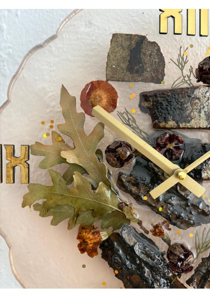 - Doğal Ağaç Kabuklu Epoksi Duvar Saati (Özel Tasarım - Tek Üretim - Versiyon V) - 30 cm