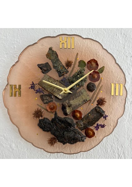 - Doğal Ağaç Kabuklu Epoksi Duvar Saati (Özel Tasarım - Tek Üretim - Versiyon Iıı) - 30 cm