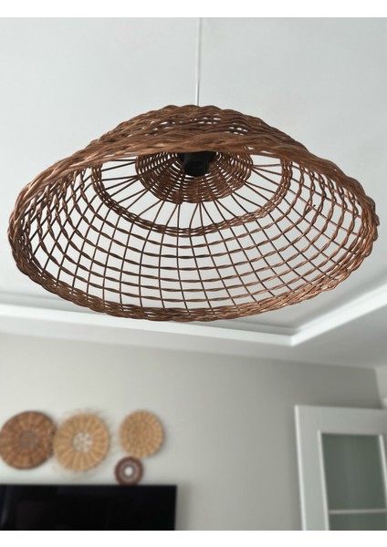 El Yapımı Hasır Rattan Avize - Dekoratif Tavan Lambası Başlığı