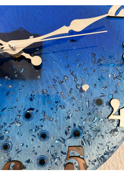 - Nazar Boncuğu Temalı Epoksi Duvar Saati (Özel Tasarım - Tek Üretim) - 30 cm