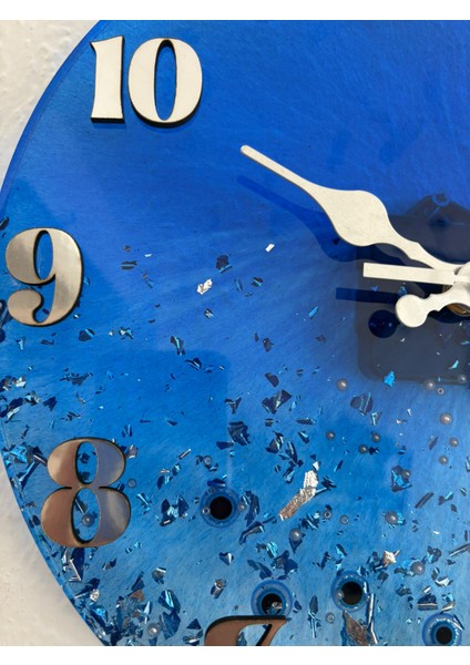 - Nazar Boncuğu Temalı Epoksi Duvar Saati (Özel Tasarım - Tek Üretim) - 30 cm