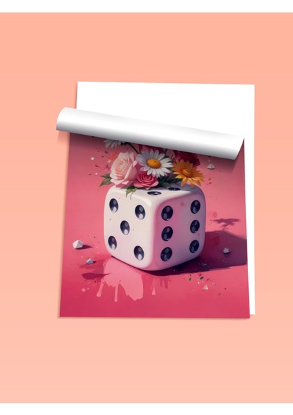 Çerçevesiz Poster, Kalpli Zar – Pembe Eğlence Illüstrasyonu, Genç Odası Dekoru Poster No: 110016 fiyatları