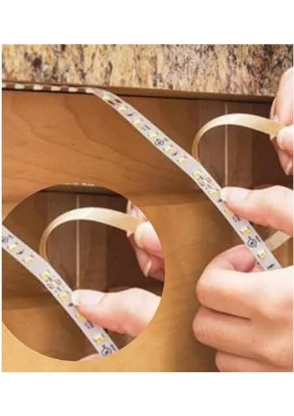 SB-6501 Şerit LED Işık Aydınlatma Seti Aç/kapa Butonlu, Adaptörlü, Mutfak Tezgah, Çalışma Masası, Dolap ve Raf Işıklandırma, Dekoratif Aydınlatma (Beyaz, 500 Cm) modelleri