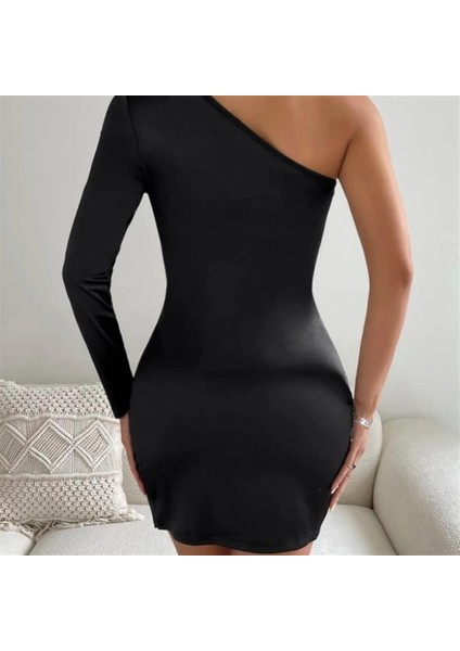 Bayan Asimetrik Halkalı Mini Elbise fırsatları