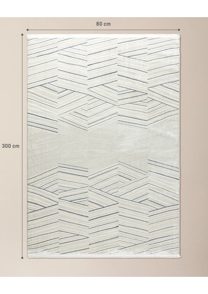 Annot Halı - Beyaz/Mavi - 80x300 cm fırsatları