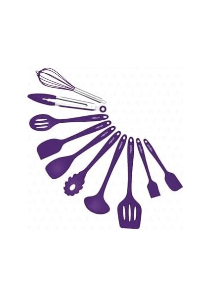 Salvatore 10 Parça Mor Isıya Dayanıklı Yanmaz Yapışmaz Silikon Spatula Seti - VLT1156 modelleri