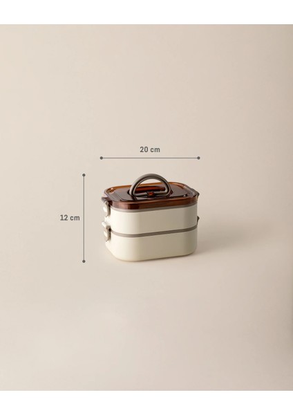 Rily 2 Katlı Saklama Kabı - Bej