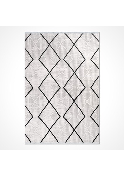 Lilith Gri Geometrik Etnik Modern Desenli Akrilik Hav Vermeyen Leke Tutmayan Kolay Temizlenen Yumuşak Makine Salon Yolluk Mutfak Halı