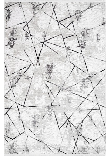 Celeste Gri Geometrik Etnik Modern Desenli Akrilik Hav Vermeyen Leke Tutmayan Kolay Temizlenen Yumuşak Makine Salon Yolluk Mutfak Halı