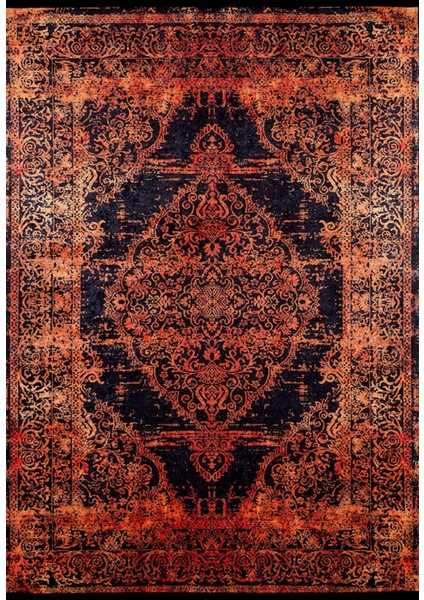 Birobican Siyah Göbekli Etnik Modern Desenli Makinada Yıkanabilir Hav Toz Vermez Leke Tutmayan Kaymaz Taban Dijital Makine Baskı Salon Yolluk Mutfak Halı