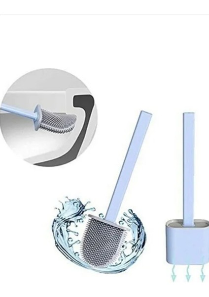 Beyaz Silikon Tuvalet Fırçası Bükülebilir Silikon Wc Klozet Fırçası.