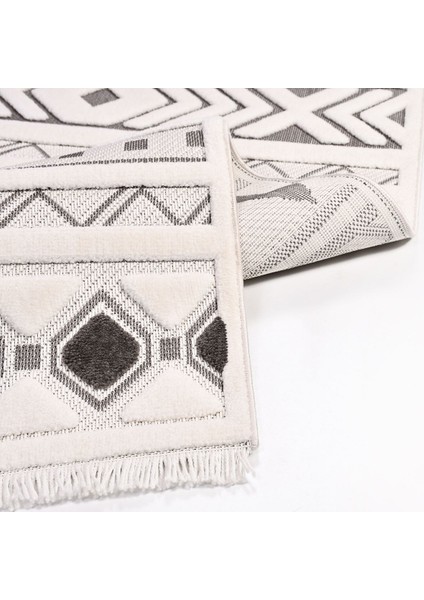 Chloe Gri Geometrik Etnik Modern Desenli Hav Vermeyen Leke Tutmayan Kolay Temizlenen Yumuşak Makine Salon Yolluk Mutfak Halı fiyatları