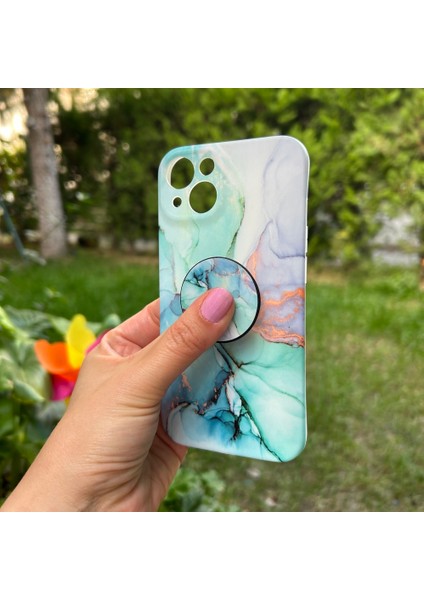 iPhone 13 Turkuaz Mermer Görünümlü Kılıf