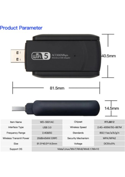 1300 Mbps Dual Band USB 3.0 Wireless Adaptör Kablosuz Wifi Alıcı fiyatları