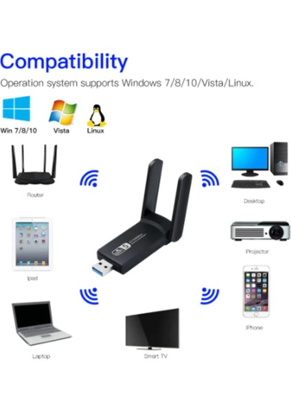 1300 Mbps Dual Band USB 3.0 Wireless Adaptör Kablosuz Wifi Alıcı modelleri