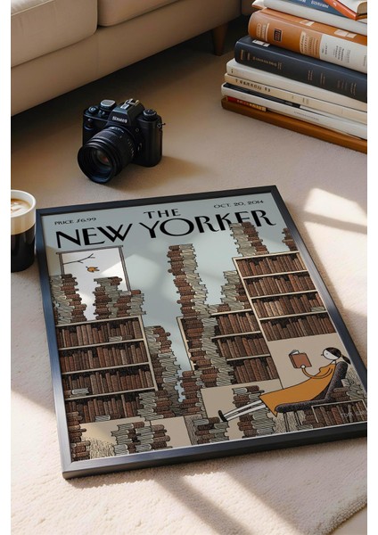 The New Yorker Çerçeveli Tablo October 20 2014 - Kitap Kütüphane Tablosu fiyatları