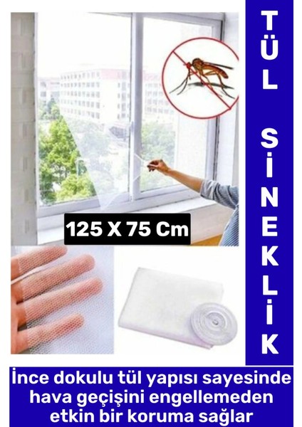 Montaj Gerektirmez Hava Girişi Engellemez Sivrisinek Önleyen Tek Kanat Yapışkanlı Sineklik 125X75 cm