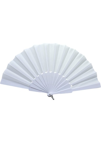Plastik Düz Kumaş Yelpaze 12 Li Beyaz
