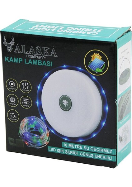 Rgb Solar Güneş Enerjili - Type-C ŞARJLI10MT Dekor Lamba - Kamp Lamba Fener Suya Dayanaklı - Makaralı SDR-2326 (4915)