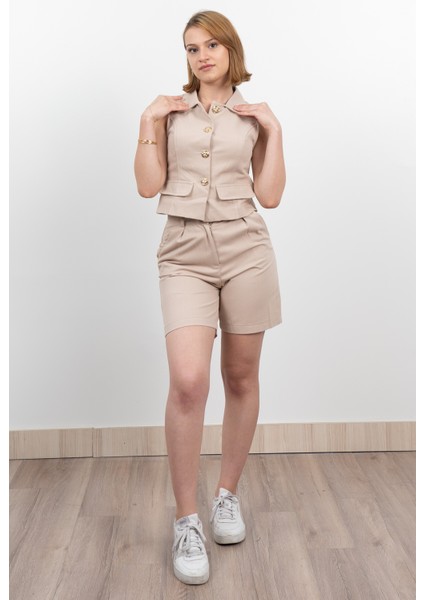 Gabardin Kumaş Şort Yelek Takım 1251 fırsatları