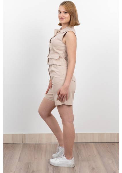 Gabardin Kumaş Şort Yelek Takım 1251 indirimleri