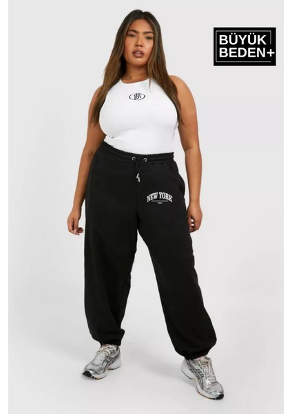 Kadın Büyük Beden Paça Lastikli New York Baskılı Ince Eşofman Altı SPR25BEAK48 fiyatları