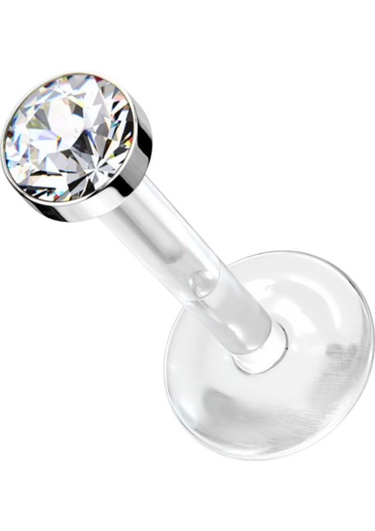 Piercing Bioplastik Labret Cerrahi Çelik Gümüş Taşlı Kristal Zirkon Dudak, Kulak Cerrahi Helix, Septum, Labret, Smiley, Tragus 6 mm indirimleri