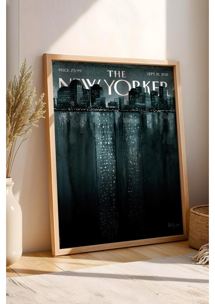 The New Yorker Çerçeveli Tablo September 12 2011 - Reflektörler Gece Şehir Işıkları Tablosu