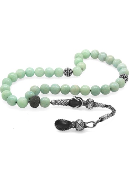 1000 Ayar Gümüş Kazaz Püsküllü Küre Kesim Amazonit Doğaltaş Tesbih modelleri