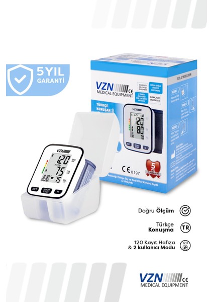 Vzn Bilek Tipi Türkçe Konuşan Otomatik Dijital Tansiyon Aleti