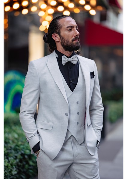 Özel Tasarım Keten Kumaş Damatlık Açık Gri fiyatları