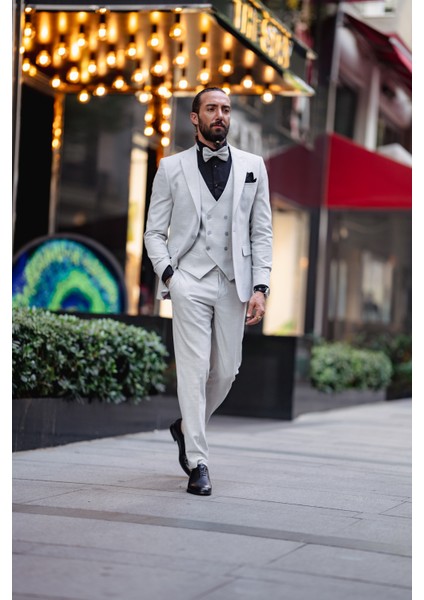 Özel Tasarım Keten Kumaş Damatlık Açık Gri fırsatları