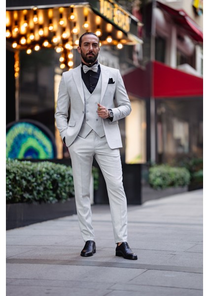 Özel Tasarım Keten Kumaş Damatlık Açık Gri indirimleri