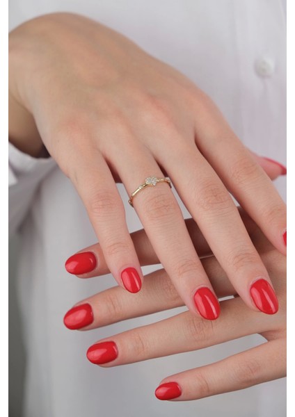 Güzide 14 Ayar Altın Taşlı Kalp Yüzük