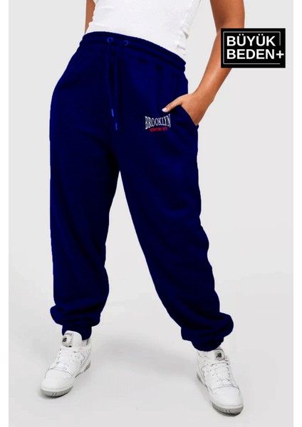 Kadın Büyük Beden Paça Lastikli Buyuk Brooklyn Baskılı Ince Eşofman Altı SPR24BEAK49 modelleri