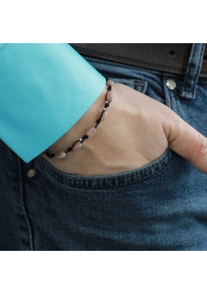 Makrome Örgülü Naturel Kesim Dorika Top Detaylı Güneş Taşı Doğaltaş Erkek Bileklik modelleri