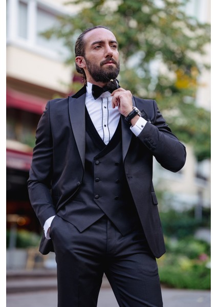 Özel Tasarım Geniş Yaka Smokin